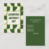 緑の白の幾何学的抽象芸術 名刺 (正面/裏面)