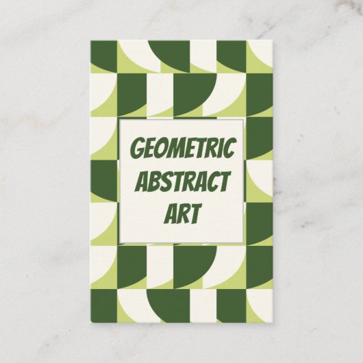 緑の白の幾何学的抽象芸術 名刺 (正面)