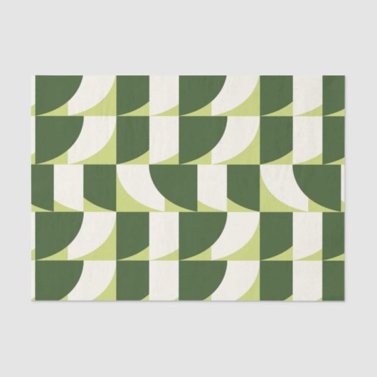 緑の白の幾何学的抽象芸術 薄葉紙 (正面)