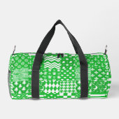 緑の白の混合パターンパッチワークデザイン ダッフルバッグ (裏面)