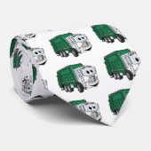 緑の白の笑顔のごみトラックの漫画 ネクタイ (ロール)