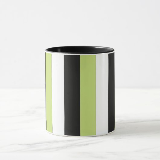 緑の白の黒ストライプ色 マグカップ (中央)