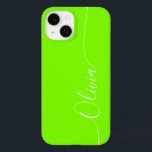 緑の白エレガント書のスクリプト名 Case-Mate iPhone 14ケース<br><div class="desc">緑の白の書道のスクリプトのタイポグラフィ名エレガントパーソナライズされたiPhone 14電話のケースは、トレンディーとデザインを備え頭が切れるて、あなたの名前を手に書のスクリプトのを緑の背景にモダンは、を持つ。©Evco Studio www.zazzle.com/store/evcostudioによる設計</div>