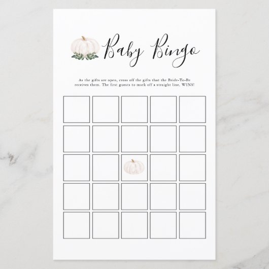 緑の白カボチャ赤ちゃんシャワービンゴゲーム (正面)