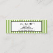 緑の白ストライプのの卒業式の名前カード コーリングカード (裏面)