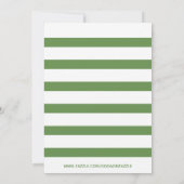 緑の白ストライプ色のとカラフルブーケ結婚の 招待状 (裏面)