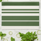 緑の白ストライプ色 キッチンタオル (折り畳み)