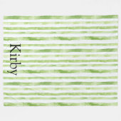 緑の白ストライプ色 フリースブランケット (正面(横))