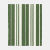 緑の白ストライプ色 フリースブランケット (正面)