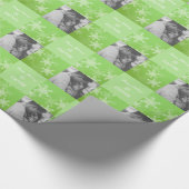 緑の白スノーフェイクリムミニマリスト写真クリスマス ラッピングペーパー (角)