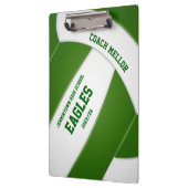 緑の白チームカラーバレーボールコーチ クリップボード (左)