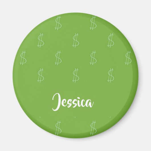 緑の白ドル記号 マグネット (正面)