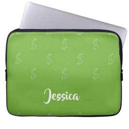 緑の白ドル記号 ラップトップスリーブ