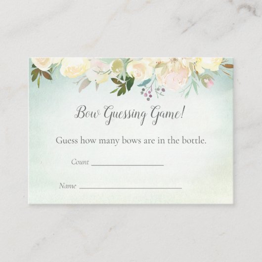 緑の白バラ推測ゲーム赤ちゃんシャワー エンクロージャーカード (正面)