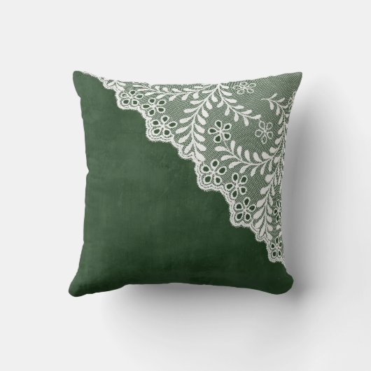 緑の白フェイクアイレットレースコーナー クッション (裏面)