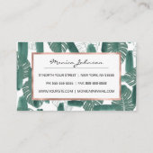 緑の白モダンいモンステラ葉の筆跡 割引カード (裏面)