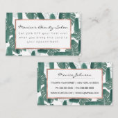 緑の白モダンいモンステラ葉の筆跡 割引カード (正面/裏面)