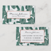 緑の白モダンいモンステラ葉の筆跡 名刺 (正面/裏面)