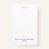 緑の白ロゴの追加バーコードビジター バッジ (裏面)