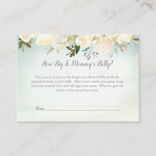 緑の白ローズママの腹サイズ赤ちゃんシャワーゲーム エンクロージャーカード (正面)