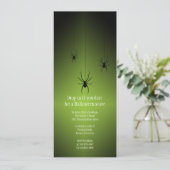 緑の白熱黒のくものハロウィンの招待カード 招待状 (スタンド正面)