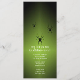 緑の白熱黒のくものハロウィンの招待カード 招待状