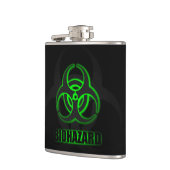 緑の白熱［赤熱］光を放つ生物学的災害［有害物質］記号 フラスク (左)