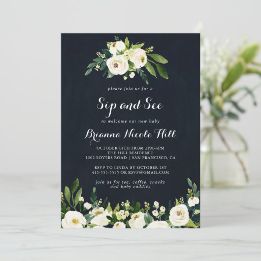 緑の白王室の色のフローラsipと参照 招待状 (スタンド正面)