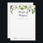 緑の白結婚フローラの知恵の言葉 アドバイスカード<br><div class="desc">この緑の白いフローラ結婚の知恵アドバイスカードの言葉は素朴な人に最適結婚である。このデザインはエレガント緑色の葉を持つ水色の白い牡丹を特徴としている。これらのカードはs、結婚ブライダルシャワー、ベビーシャワー、卒業式パーティーなどに最適だ。新郎新婦の名前、両親または卒業生の名前でカードをパーソナライズ。</div>