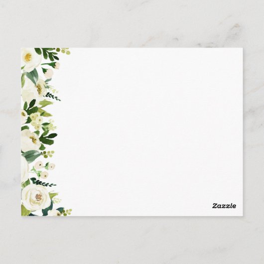 緑の白結婚花のアドバイスカード ポストカード (裏面)