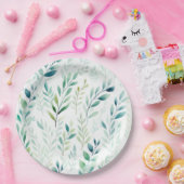 緑の白離れ色 ペーパープレート (パーティー)