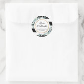 緑の白黒のストライプの結婚式用シール ラウンドシール (バッグ)