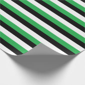 緑の白黒のストライプ ラッピングペーパー (角)
