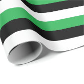 緑の白黒のストライプ ラッピングペーパー (ロールコーナー)