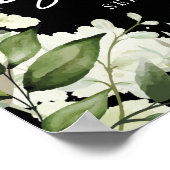 緑の白黒ブライダルシャワーウェルカムサイン ポスター (角)