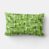 緑の白黒モダンパターン ランバークッション (裏面)