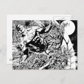 緑の白黒ランタンおよび月- ポストカード (正面/裏面)