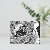 緑の白黒ランタンおよび月- ポストカード (スタンド正面)