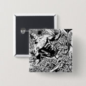 緑の白黒ランタンおよび月- 缶バッジ (正面&裏面)