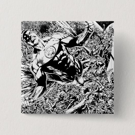 緑の白黒ランタンおよび月- 缶バッジ (正面)