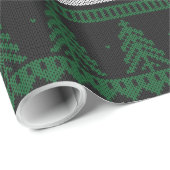 緑の白黒木および雪片 ラッピングペーパー (ロールコーナー)