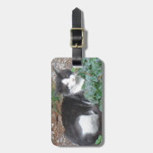 緑の白黒猫 ラゲッジタグ (正面縦)
