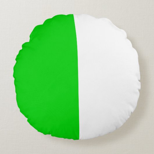 緑の白2色トーン半分割 ラウンドクッション (正面)