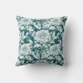 緑の白/緑のリピートバラパターン クッション (裏面)