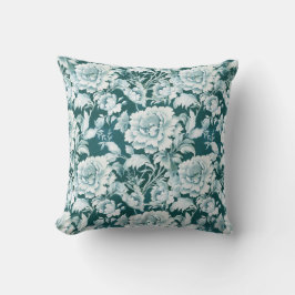 緑の白/緑のリピートバラパターン クッション