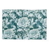 緑の白/緑のリピートバラパターン 枕カバー (裏面)