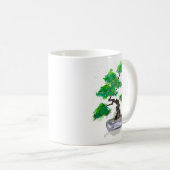 緑の盆栽の水彩画のコーヒー・マグ コーヒーマグカップ (正面右)