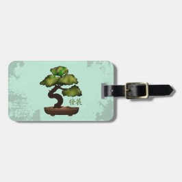 緑の盆栽の背グランジ景「成長」 ラゲッジタグ