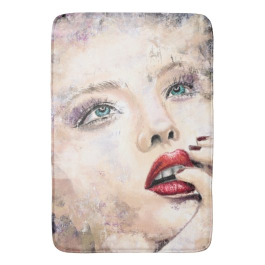 緑の目かわいらしの女性浴用マット バスマット (正面縦)