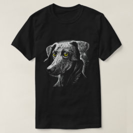 緑の目がスクラッチボードの雑種犬Tシャツ Tシャツ